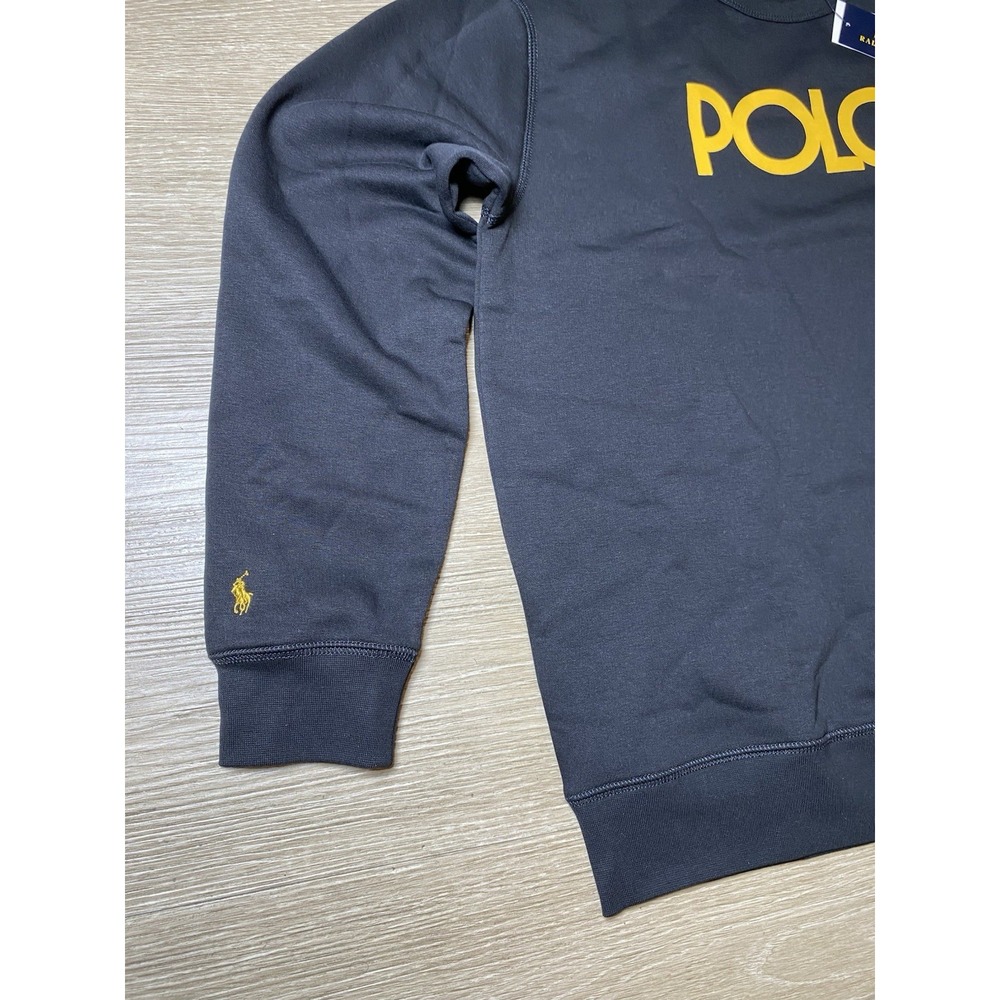 *NWT Polo Ralph Lauren Kid XL 18-20 Black Yellow Logo Fleece Crewneck Sweatshirt - Picture 7 of 8
